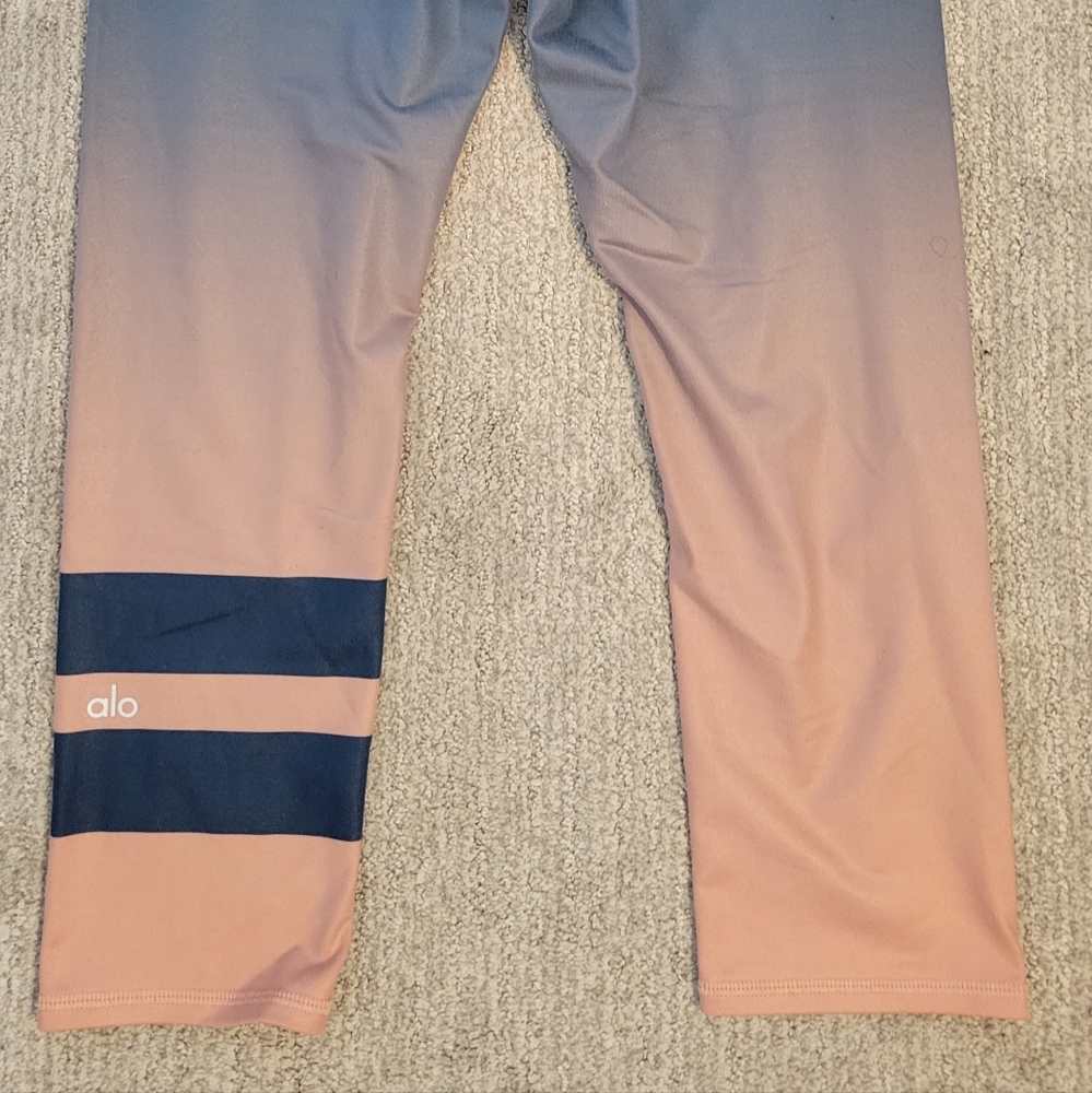 ALO Yoga brand cropped leggings, pink&blue
